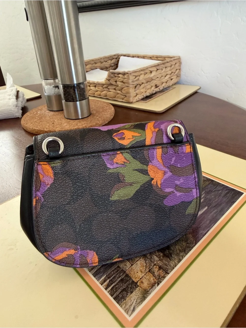 COACH Mini Morgan Card Case (no strap) Black Brown Walnut Purple Rose & Orange